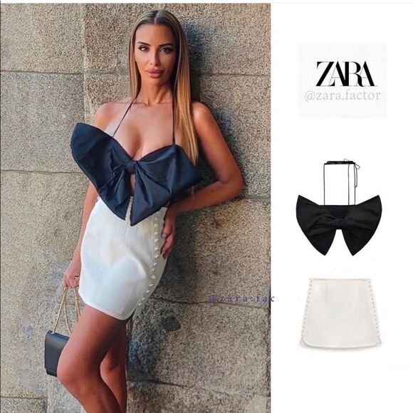 ZARA BUTTONED SATIN EFFECT SKIRT - Picture 1 of 8